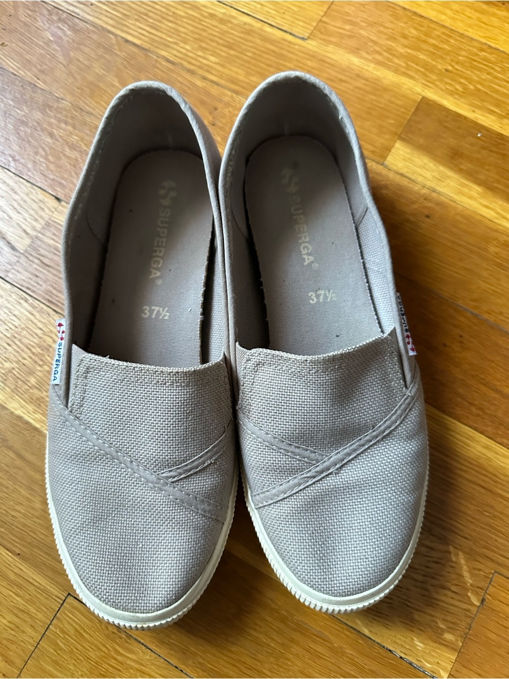 Superga Taupe Canvas Slip-On Flats